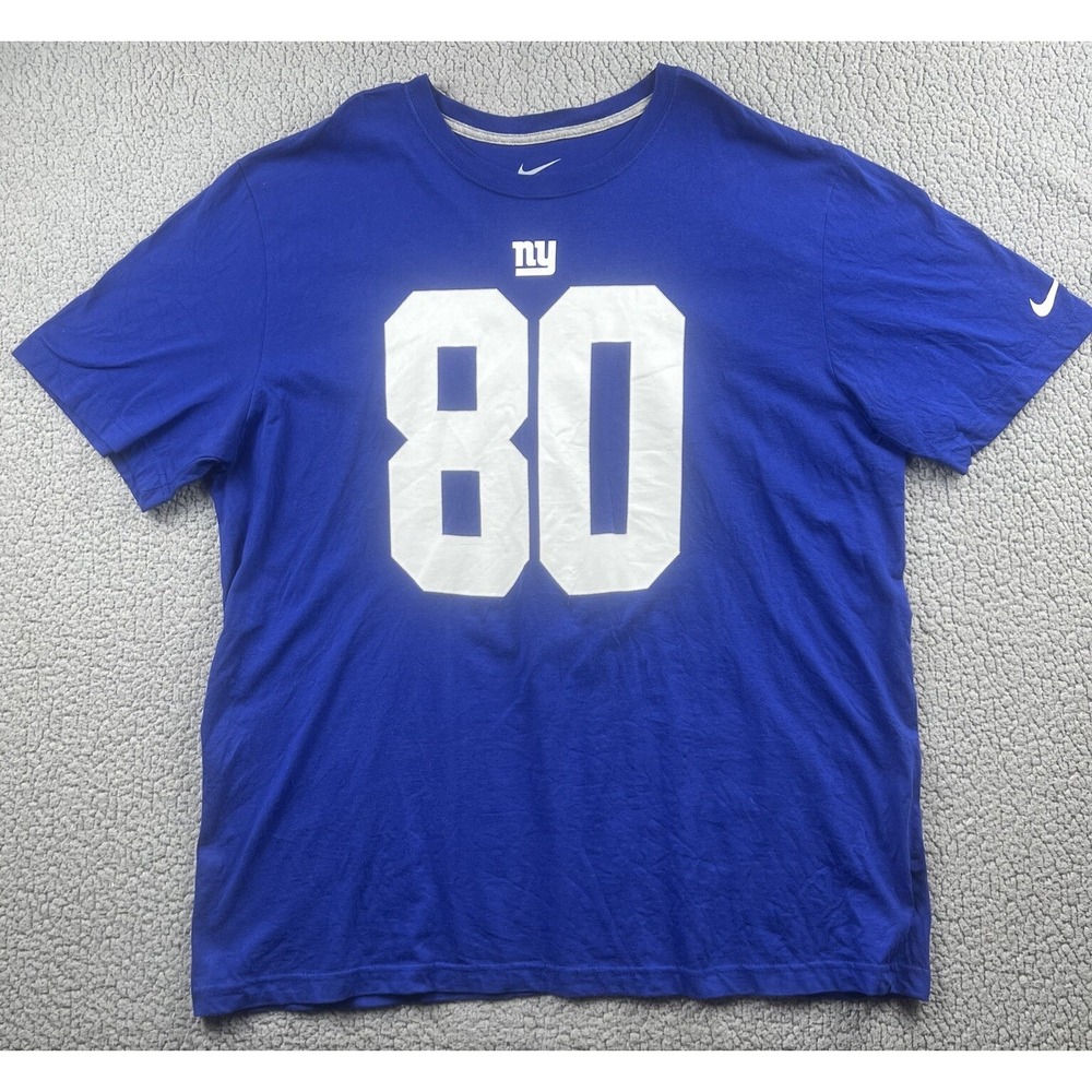 Nike NY Giants T Shirt Mens 2XL Blue Victor Cruz #80 NFL Football Tee‎ New York